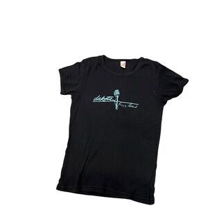 Black Graphic Tee with Light Blue Script